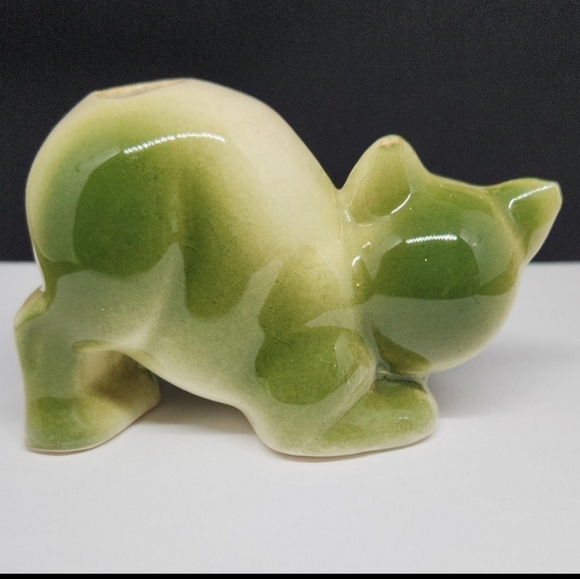Vintage Mid Century TEVVY Ceramic Cat Diffuser, Green - Picture 3 of 9